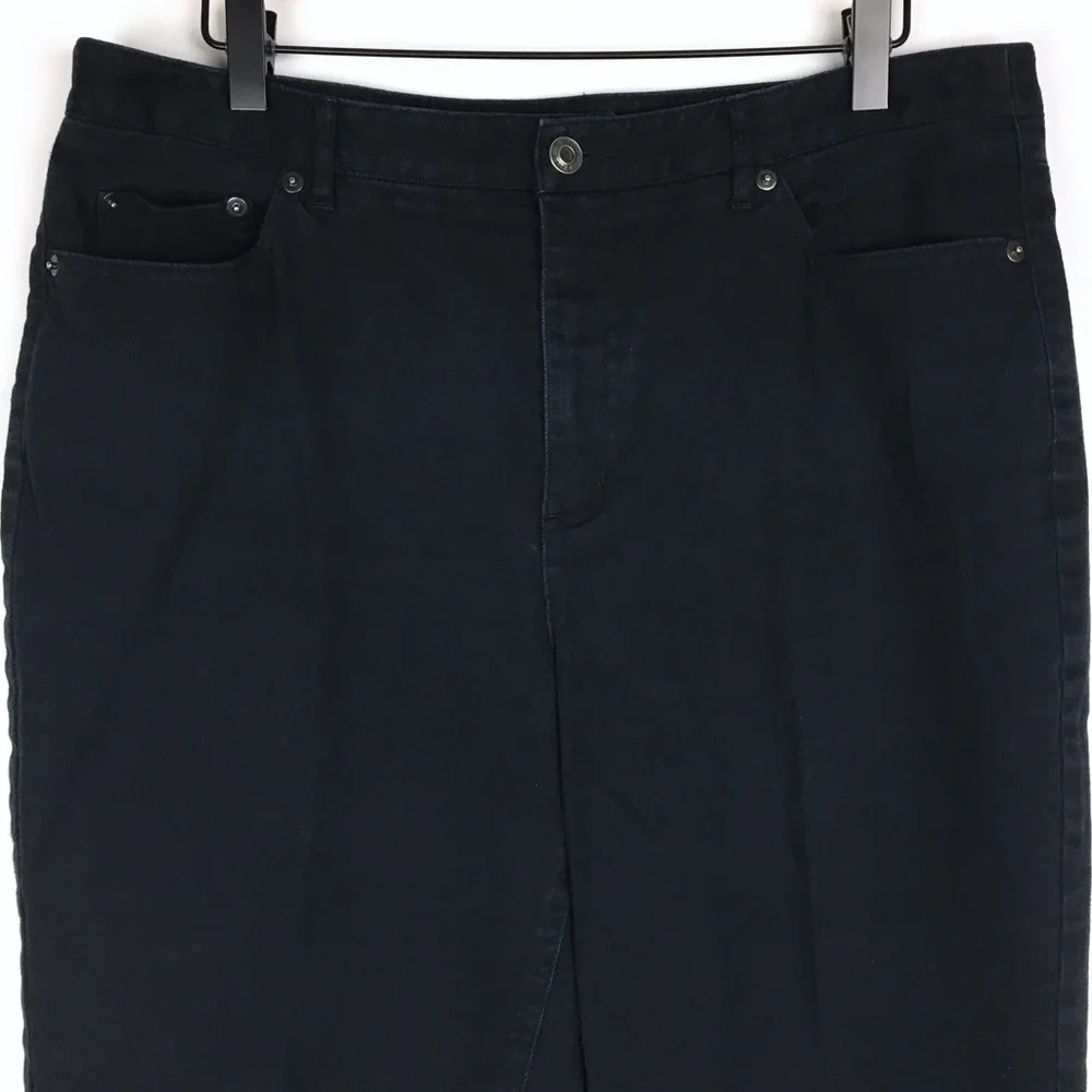 TALBOTS Jeans Black Wash Embroidered Pockets Stretch Denim Petite Plus Size 14P